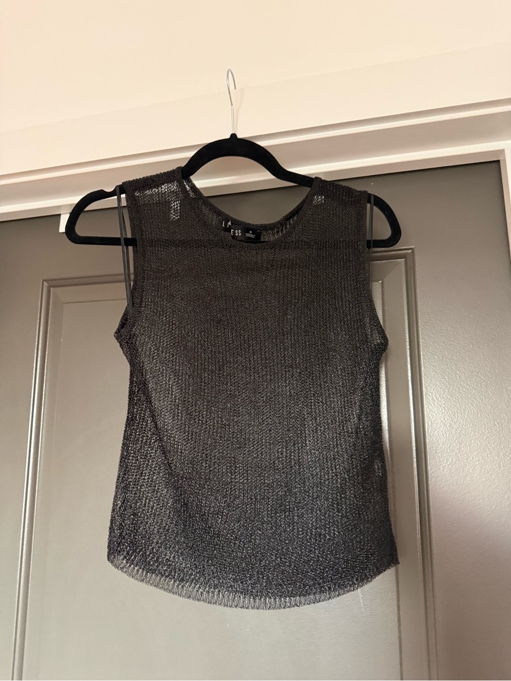 Lioness Metallic Black Sleeveless Knit Top